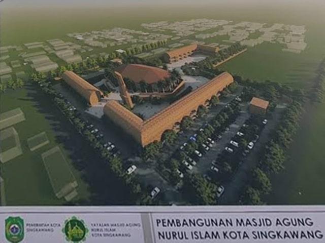 Desain masjid agung Kota Singkawang.