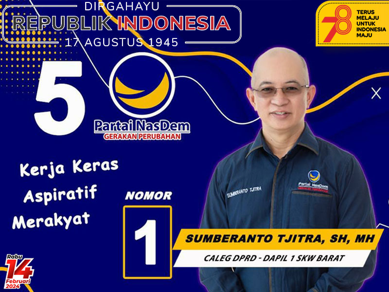 Sumberanto Tjitra Mengucapkan Selamat HUT Ke-78 Kemerdekaan Republik Indonesia.