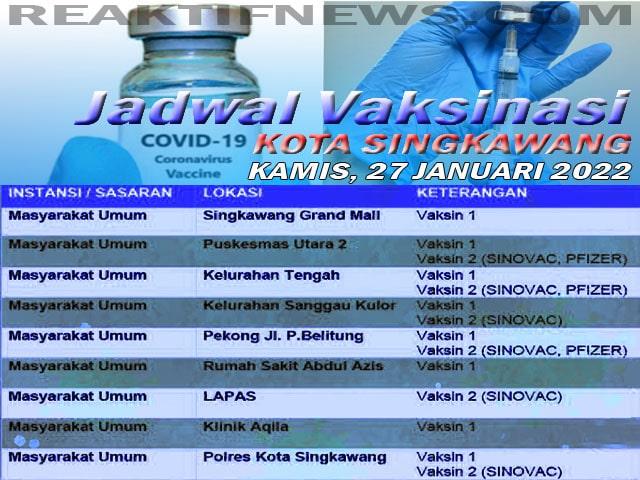 jadwal vaksinasi kamis 27 januari 2022 kota singkawang