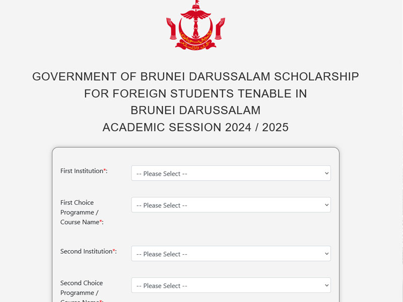 tangkapan layar formulir pendaftaran beasiswa pemerintah brunei darussalam 2024-2025